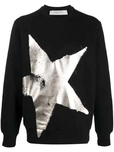 Golden Goose Metallic Star Print Sweatshirt In Black/gold