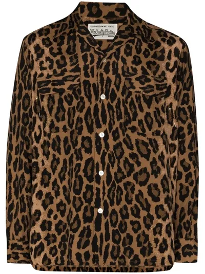 Wacko Maria Leopard-print Long-sleeve Shirt In Black