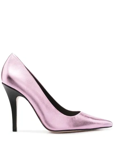 Schutz Metallic Point-toe Pumps In Pink