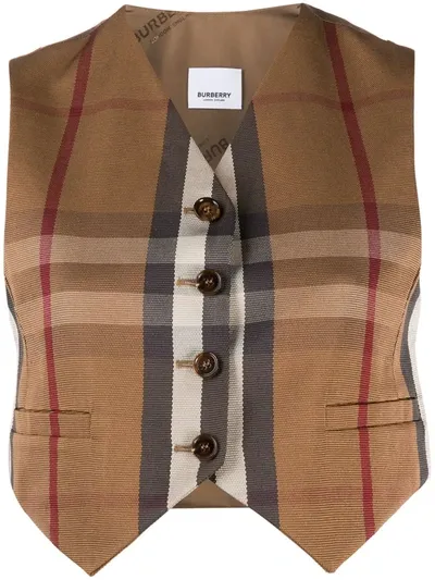 Burberry Cropped Vintage Check Waistcoat In Neutrals