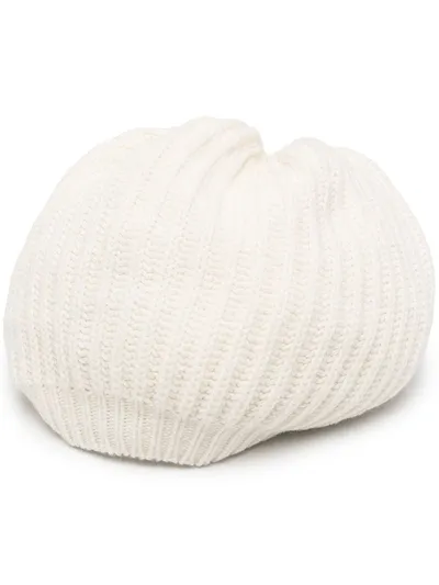 Gentry Portofino Knitted Cashmere-blend Beanie In White