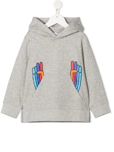 Stella Mccartney Kids' Hand-print Hoodie In Grey