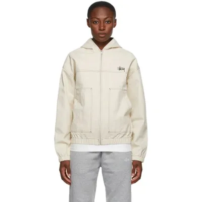 Stussy Lightweight Jacket With Contrast Stitching In Natural