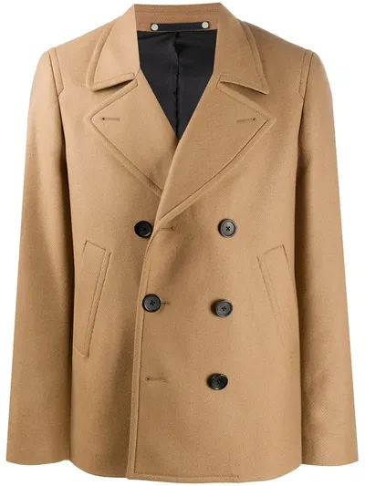 Ps By Paul Smith Fitted Double-breasted Coat In Neutrals