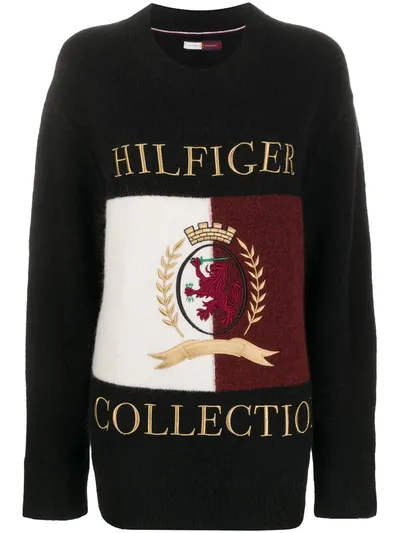 Tommy Hilfiger Crest Embroidered Sweater In Black