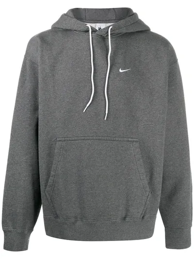 Nike Logo-embroidered Hoodie In Grey