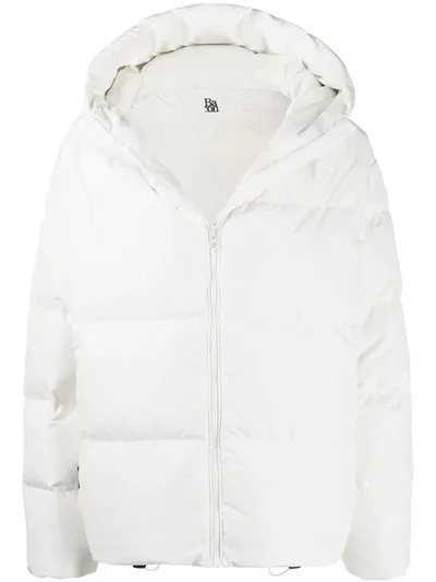 Bacon Drawstring Hem Puffer Jacket In White