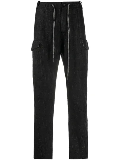 Masnada Drawstring Stripe Pattern Trousers In Black