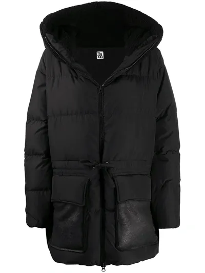 Bacon Drawstring Waist Puffer Jacket In Black