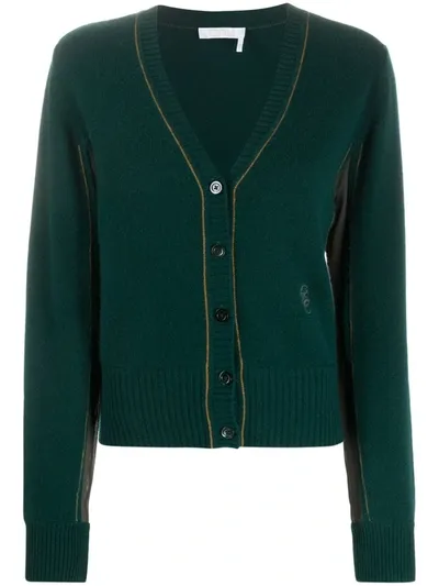 Chloé V-neck Cardigan In Green