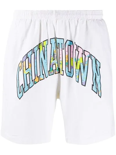 Chinatown Market Logo Print Track Shorts In White