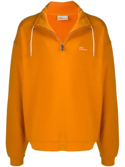 Drôle De Monsieur Embroidered Logo Jumper In Orange