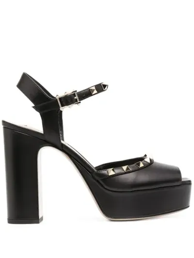 Valentino Garavani Signature Rockstud Embellishment Sandals In Black