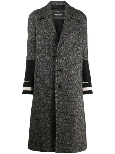 Neil Barrett Barbed Sleeves Coat Sweater Gray Wool In Black