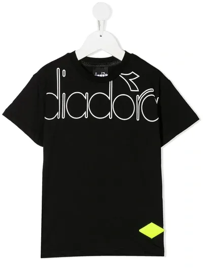 Diadora Junior Kids' Cotton Logo T-shirt In Black