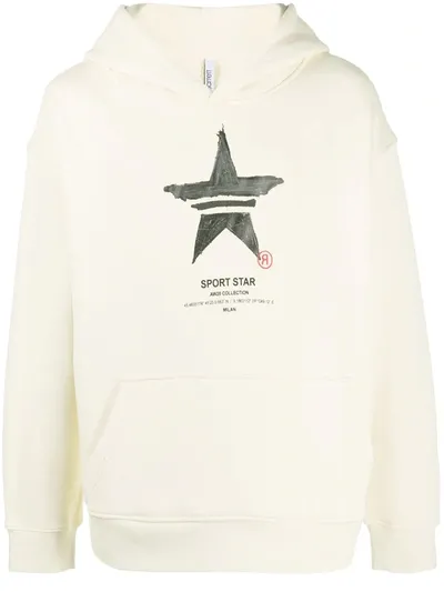 Neil Barrett Hand-painted Sports Star Print Hoodie In Neutrals