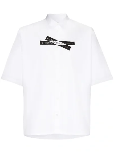 Givenchy White X Browns 50 Logo Tape Cotton Shirt In Weiss