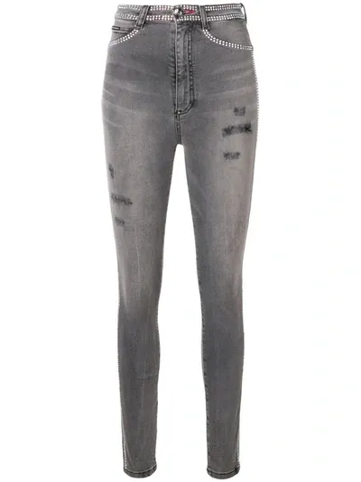 Philipp Plein Super High Waist Jeans In Grey