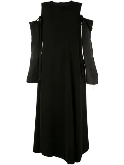 Song For The Mute Detachable-sleeve Twisted Dress In Black