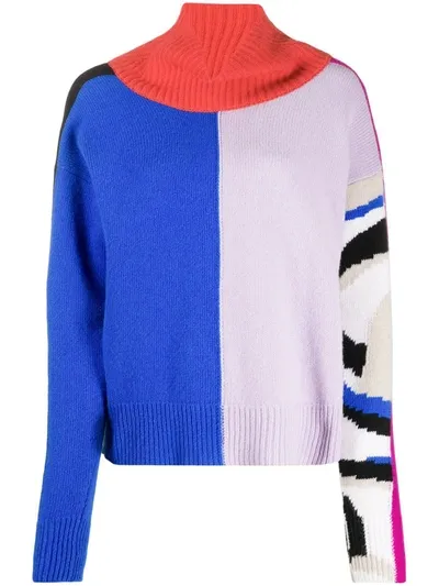 Emilio Pucci X Koché Colour-block Turtleneck Jumper In Blue