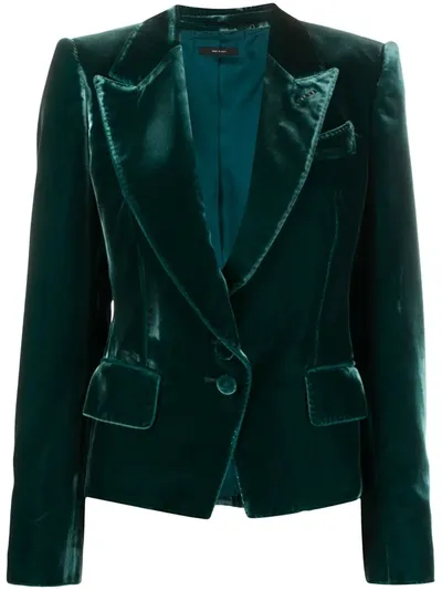 Tom Ford Velvet-effect Single-breasted Blazer In Green