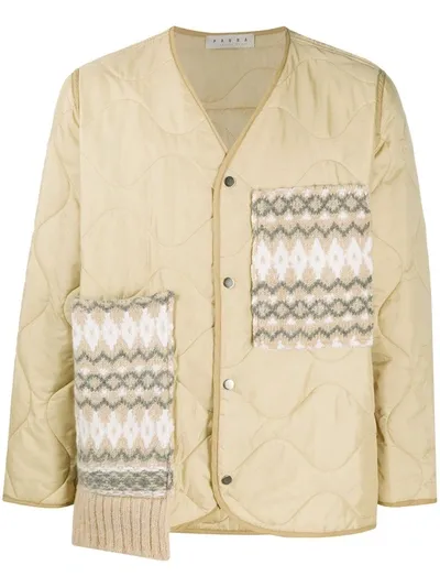 Paura Quilted Patchwork-pockets Jacket In Neutrals