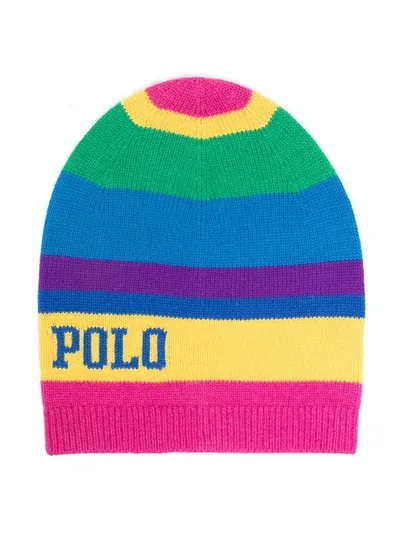 Ralph Lauren Kids' Striped Knit Beanie In Pink