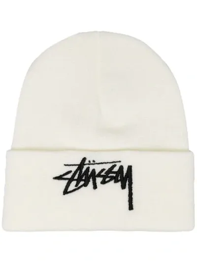 Stussy Logo-embroidered Beanie In White