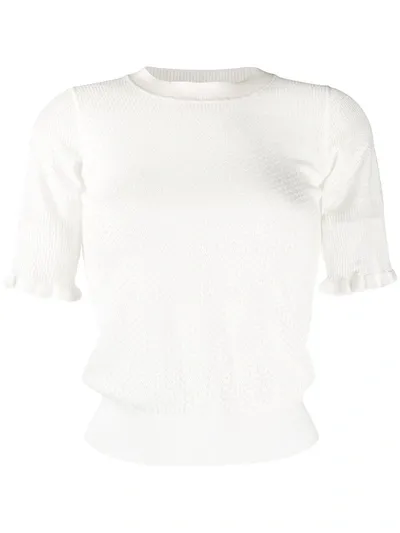 See By Chloé Short-sleeve Pointelle Knit Top In White