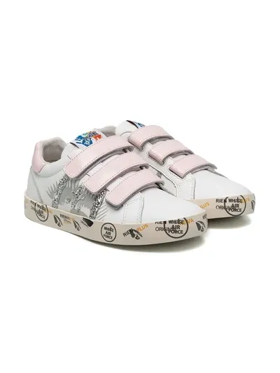 Premiata Kids' Andy-b Touch-strap Sneakers In White