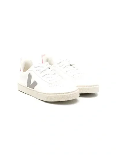 Veja Kids' V-10 Lace-up Sneakers In White