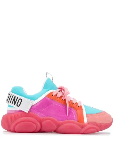 Moschino Women's Mixed Media Low Top Sneakers In Pink