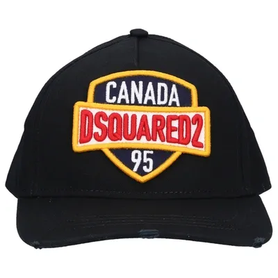 Dsquared2 Snapback Cap Baseball Gabardine In Black