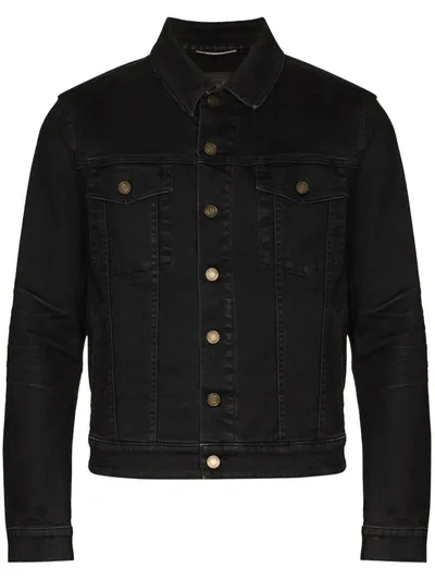 Saint Laurent Button-up Cotton Denim Jacket In Black