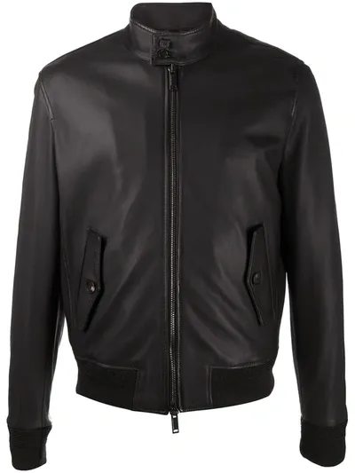 Tagliatore Zipped-up Bomber Jacket In Brown