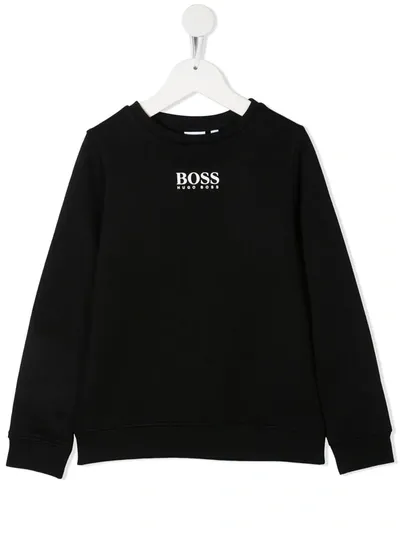 Hugo Boss Teen Logo Cotton Sweatshirt In Black