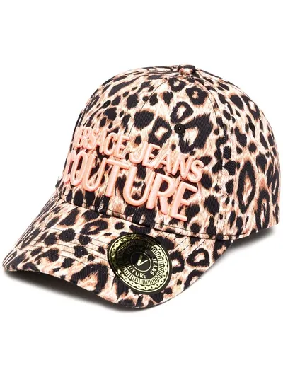 Versace Jeans Couture Leopard Print Baseball Cap In Brown