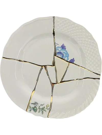 Seletti Crack Detail Plate In White