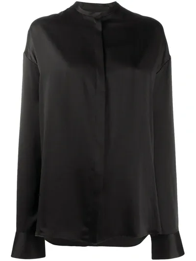 Haider Ackermann Mandarin Collar Silk Shirt In Black