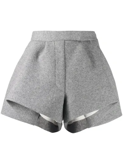 Haider Ackermann Draped Panel High-waist Shorts In Grey