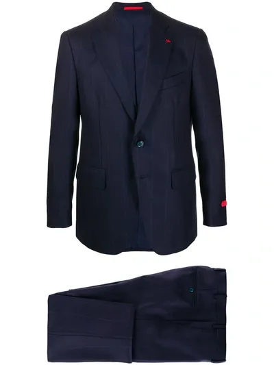 Isaia Pinstripe Single-breasted Suit In Blue