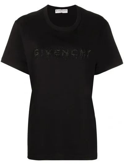 Givenchy Logo Embroidered T-shirt In Black