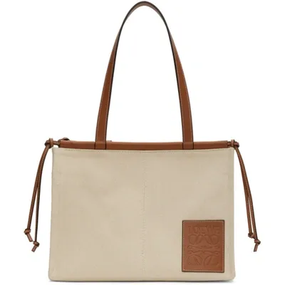 Loewe + Paula's Ibiza Cushion Large Leather-trimmed Canvas Tote In Beige