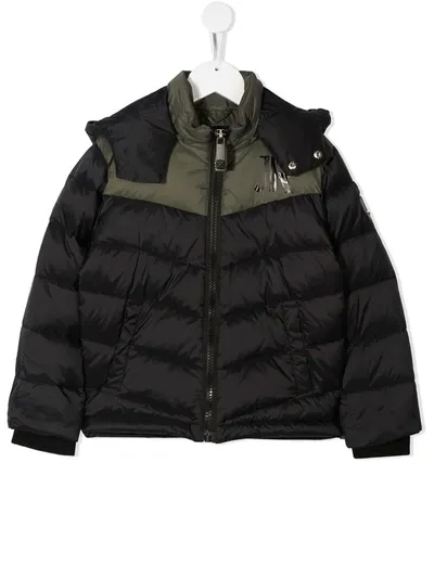 John Richmond Junior Kids' Two-tone Padded Down Jacket In Black