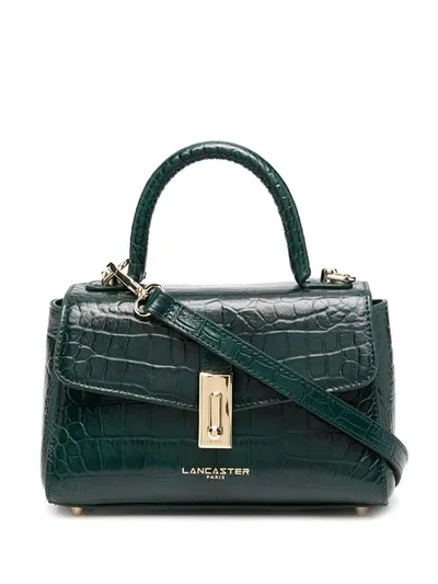 Lancaster Crocodile Effect Tote In Green