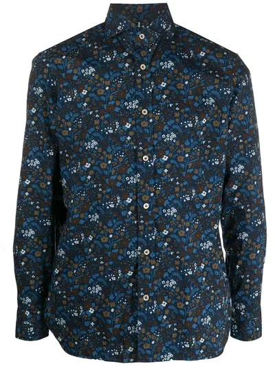 Luigi Borrelli Floral Print Buttoned Shirt In Blue