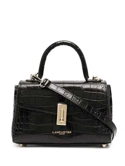 Lancaster Crocodile-effect Tote Bag In Black