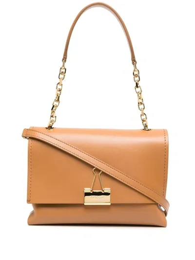 Off-white Binder Clip Shoulder Bag In Brown