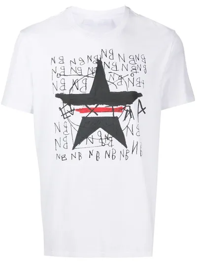 Neil Barrett Star Print Cotton Jersey T-shirt In White