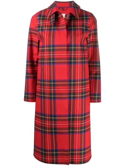 Mackintosh Check-print Single Breasted Coat In Red